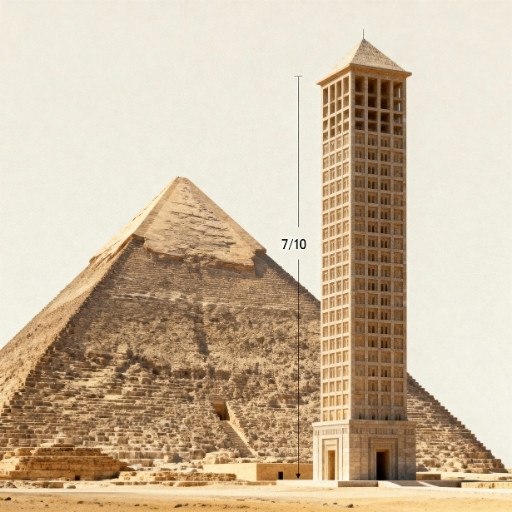 Seven-tenths as tall as The Great Pyramid of Giza