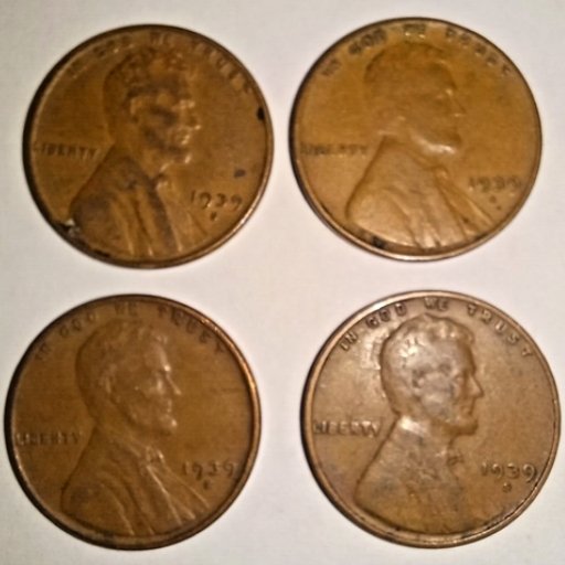 Four US Pennies